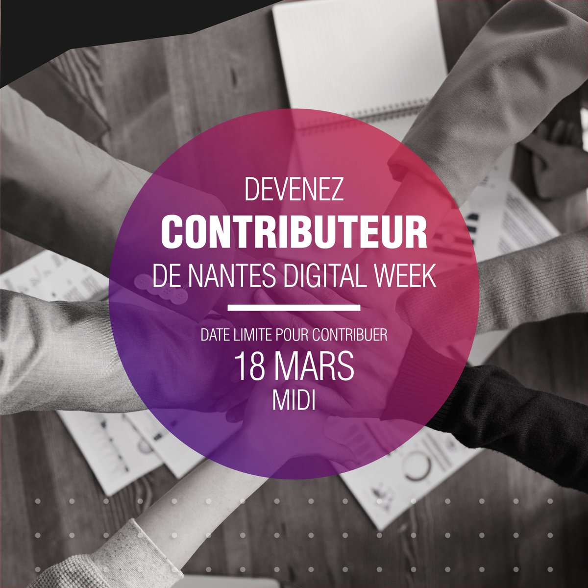 NantesDigitalW's tweet image. 📣 Découvrez notre Appel à Manifestation d'Intérêt et intégrez la #programmation de #NantesDigitalW ! 
👉 bit.ly/AMI-NDW2021

⏱️ Vous avez jusqu'au 18 mars, midi, pour #contribuer !