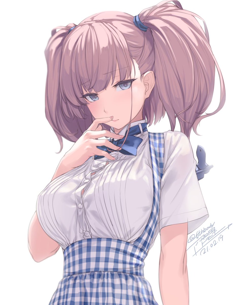 atlanta (kancolle) 1girl solo high-waist skirt breasts two side up dated white shirt  illustration images