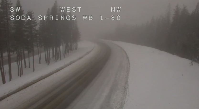 Traffic camera view of I-80 at Soda Springs