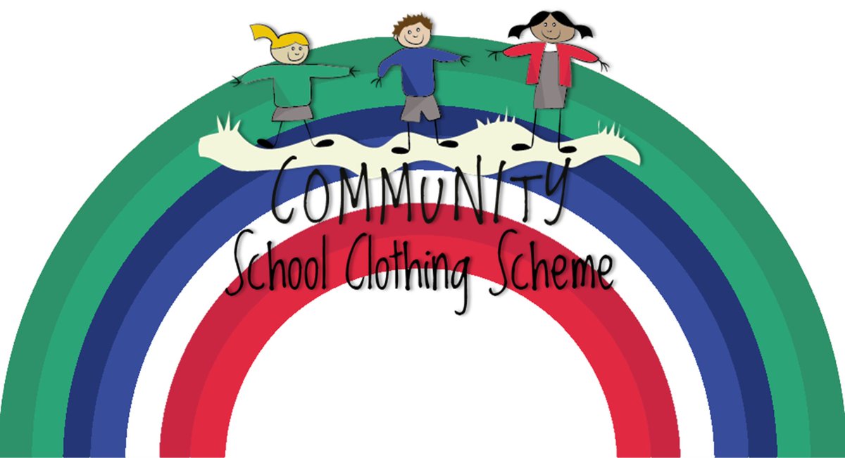 A rainbow for <a href="/communityscs/">Community School Clothing Scheme</a>, a fantastic community clothing scheme sharing preloved school uniforms to help families in need.