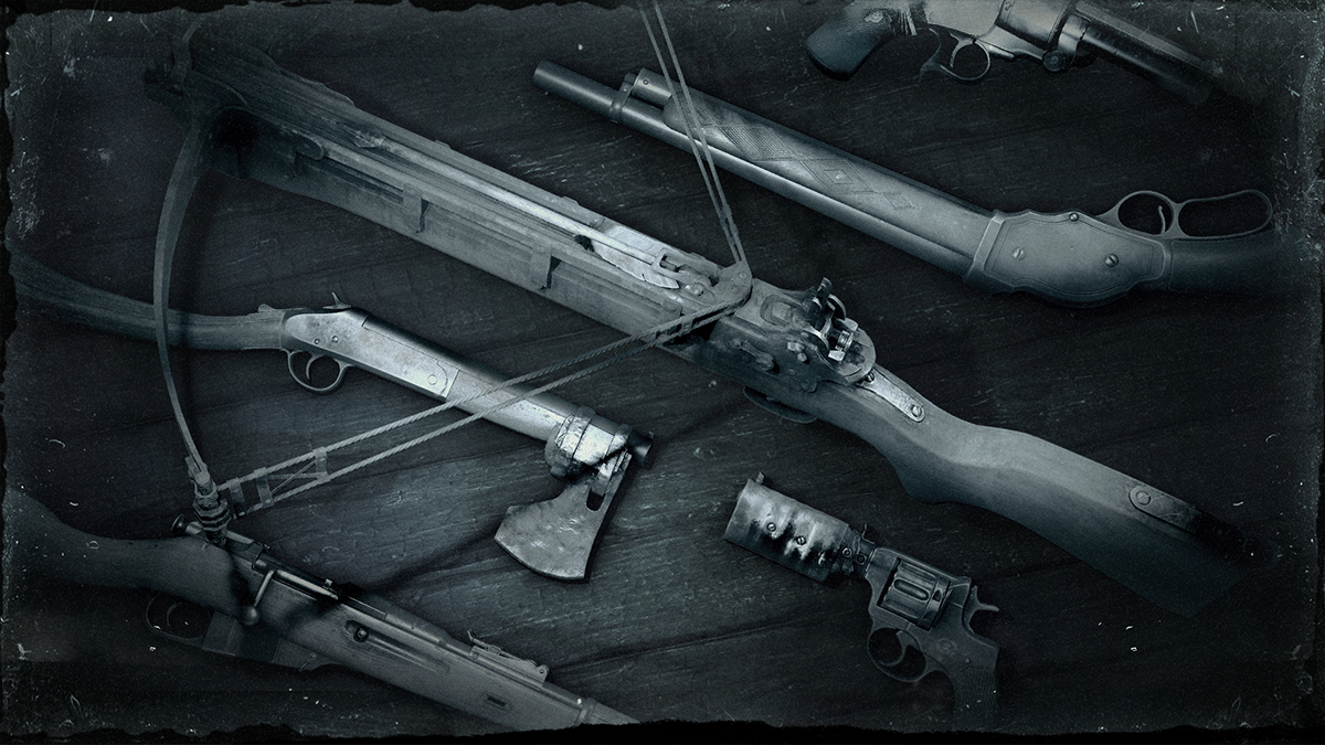 HuntShowdown's tweet image. #3YearsOfHunt - Three community-made weapon skins!

Enter this year’s Weapon Skin Contest to celebrate our third anniversary and get your own skin in the game!

More info here, if you dare 😏 huntshowdown.com/news/third-ann…