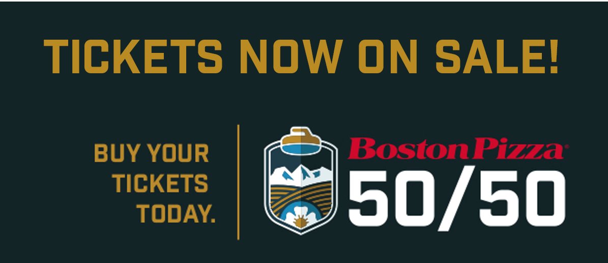 Curling_Alberta's tweet image. Get your tickets for the Curling Alberta 50/50, presented Boston Pizza now until 10:00pm at curlingalberta.ca/5050.
Proceeds will benefit grassroots initiatives and community curling across the province!

AGLC Licence #:570519
Purchasers must be in AB &amp;amp; over 18 years of age.