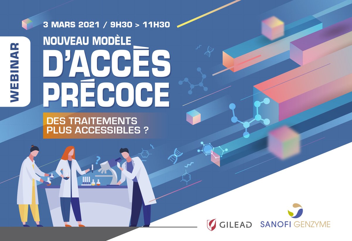 📆[SAVE THE DATE - Mercredi 3 mars 2021 | 9h30 - 11h30]

🧬Débattons ensemble de la réforme des #ATU, l'ambitieux modèle français d'accès précoce aux #médicaments innovants.

Inscriptions par ici 👉🏻 webinaraccesprecoce.online-event.fr/sign-up.

#webinar #Sante #medicaments