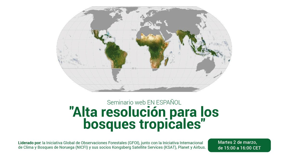 CorazonAmazonia's tweet photo. Seminario web en ESPAÑOL "Alta resolución para los bosques tropicales".
🗓️martes 2 de marzo
🕑15:00 - 16:00 CET
📌Regístrate aquí https://t.co/vsAqLFKqRr
#HighRes4Forests https://t.co/E9Rcdwbp2r