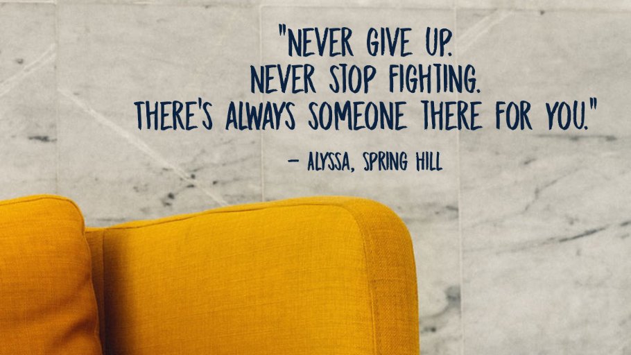 #ZeroReasonsWhy (@zeroreasonswhy_) on Twitter photo "It's a lot better to go through something hard when you have somebody else. We all have to be honest and upfront with each other because not all of us are happy 24/7. Never stop fighting because there's always someone there for you.”
— Alyssa, <a href="/SHSchools/">Spring Hill Schools</a>
#ZeroReasonsWhy "It's a lot better to go through something hard when you have somebody else. We all have to be honest and upfront with each other because not all of us are happy 24/7. Never stop fighting because there's always someone there for you.”
— Alyssa, <a href="/SHSchools/">Spring Hill Schools</a>
#ZeroReasonsWhy