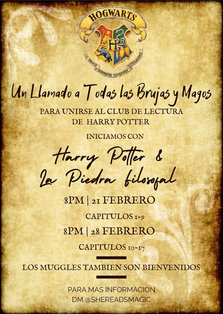 SheReadsMagic's tweet photo. Si están interesado en unirse aún están a tiempo 🙌🏼
#bookclub #harrypotter #harrypotterbookclub #shereadsmagic https://t.co/OqSq93sVlE
