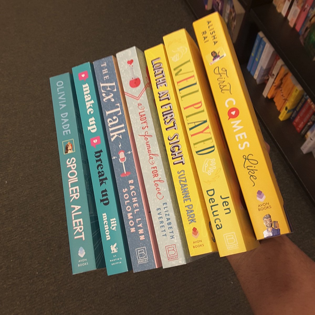We (and @theLasagna's hands 😂) can barely contain all of our favorite romcom reads lately!!! What's your favorite romcom? 😗😗😗 #bnmyweekendisbooked #bnbestseller #bnbuzz #bestyearyet