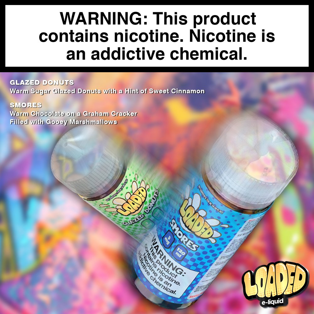 loaded_ejuice's tweet photo. Grab Glazed Donuts when you want sweet baked oven dough wrapped in silky vanilla glaze! 😀
Smores! Delight yourself with notes of chocolate, crispy graham cracker, and gooey marshmallow! 😋
#Loaded #LoadedELiquid #LetsGetLoaded #VapeSociety #VapeOn #VapersUnite #CloudChaser https://t.co/r12EPISvVF