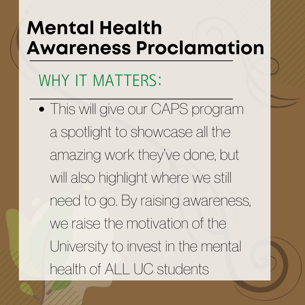 🧠 Platform Point #4 🧘🏾‍♂️ 

I am so excited to share my final platform point with everyone! I’ve worked so hard on these ideas and hope y’all are as excited as I am to make them happen. 

#LetsMakeItHappenUC 
#Smitherman4SAL
