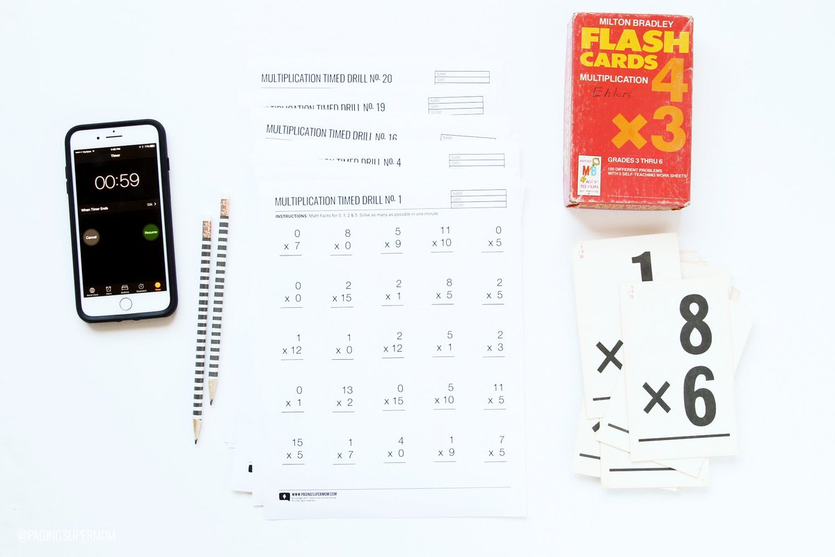 Remember good, old fashioned timed tests! I’ve got a bunch of these worksheets as free downloads over on my blog if you’re kids want to race the clock... or each other ⏱ pagingsupermom.com/printable-mult…  #edutwitter #Homeschooling #mathfacts