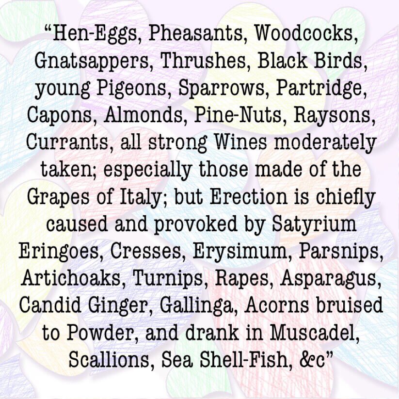 WhoresofYore's tweet photo. The 1684 sex-manual “Aristotle’s Master-Piece” listed the best aphrodisiacs and specifically the ones that could help maintain an erection. https://t.co/MiysuqoOxJ