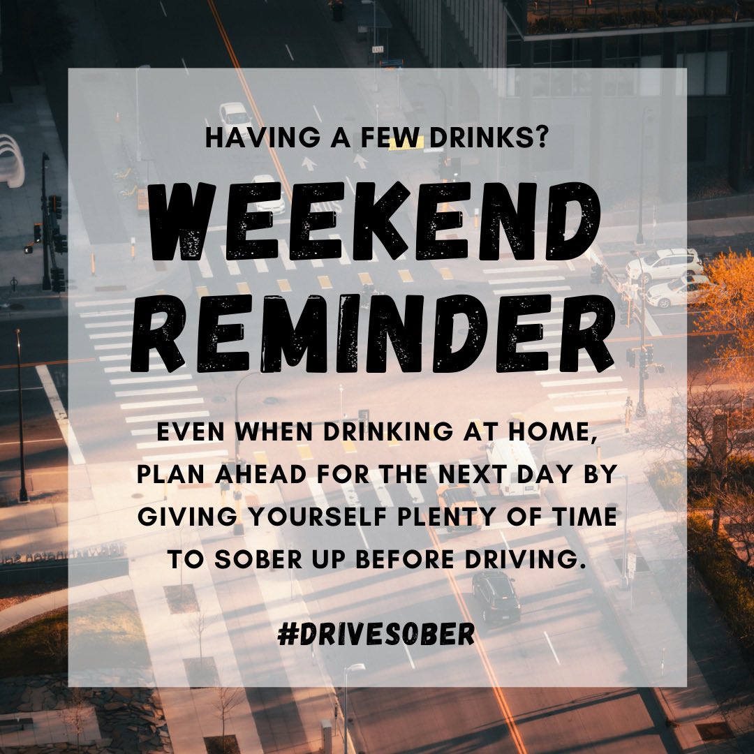 It can take up to 12 hours for the effects of a night of drinking to wear off. This means that your BAC may still be over the legal limit the next morning. Even when you’re drinking at home, plan ahead by giving yourself plenty of time to sober up before driving 🚗 #ArriveAlive