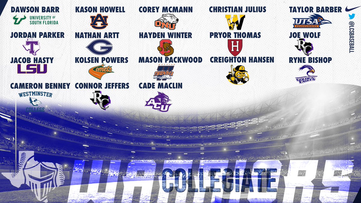 Opening Day for our Collegiate Warriors!! We want to wish all our players currently on a college roster GOOD LUCK this season!! 
#DYJ #FORHIM #ONCEAWARRIORALWAYSAWARRIOR