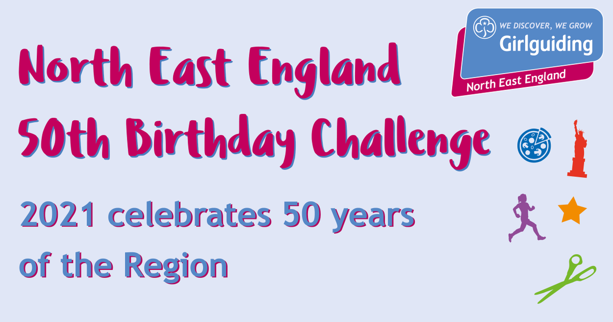 Girlguidingnys's tweet photo. 🎉 It's our Region's 50th birthday this year!
To commemorate this occasion, Girlguiding North East England have released a 50th Birthday Badge and challenge pack! 
➡️ Find the challenge pack here: https://t.co/0jG0tIfjjo https://t.co/h189rDlBdd