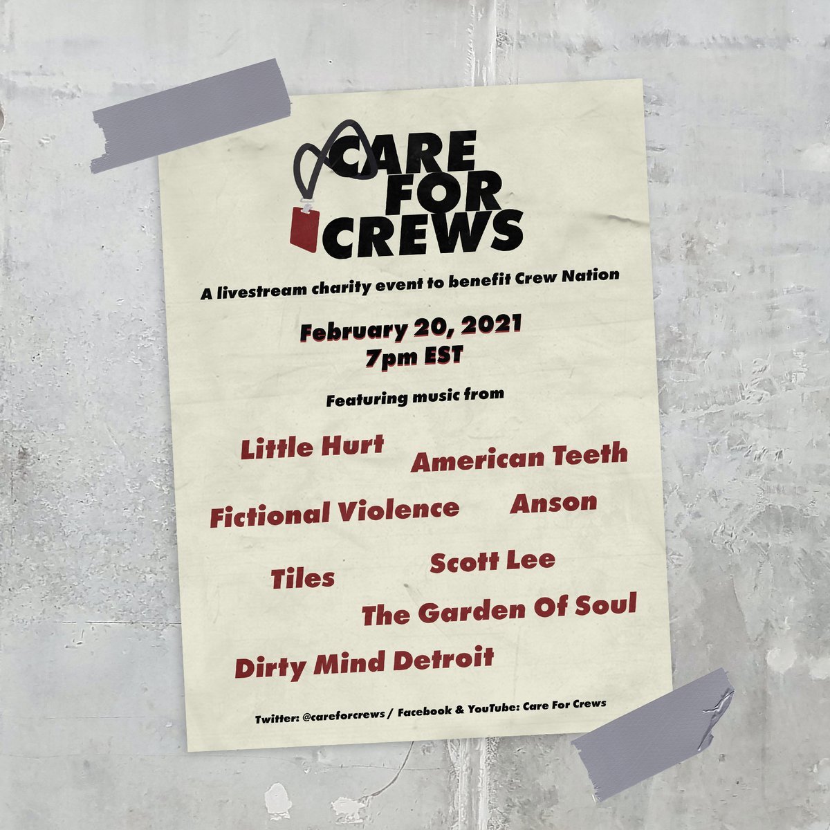 CareForCrews's tweet photo. this is happening TOMORROW!! please join me in checking out some awesome artists and raising money for Crew Nation 🤘🖤 #careforcrews https://t.co/ab2fSiKzgr