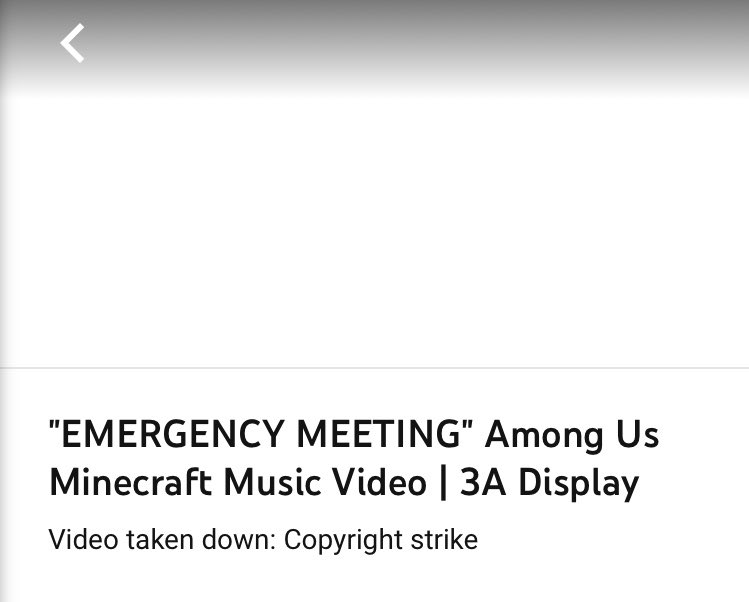 Hey @irl_encounters... our animation of your song “Emergency Meeting” got a strike and was taken down... we emailed you prior to the strike and have sent a follow-up now using threeadisplay@gmail.com Please shoot us an email so we could try and resolve things, thanks!