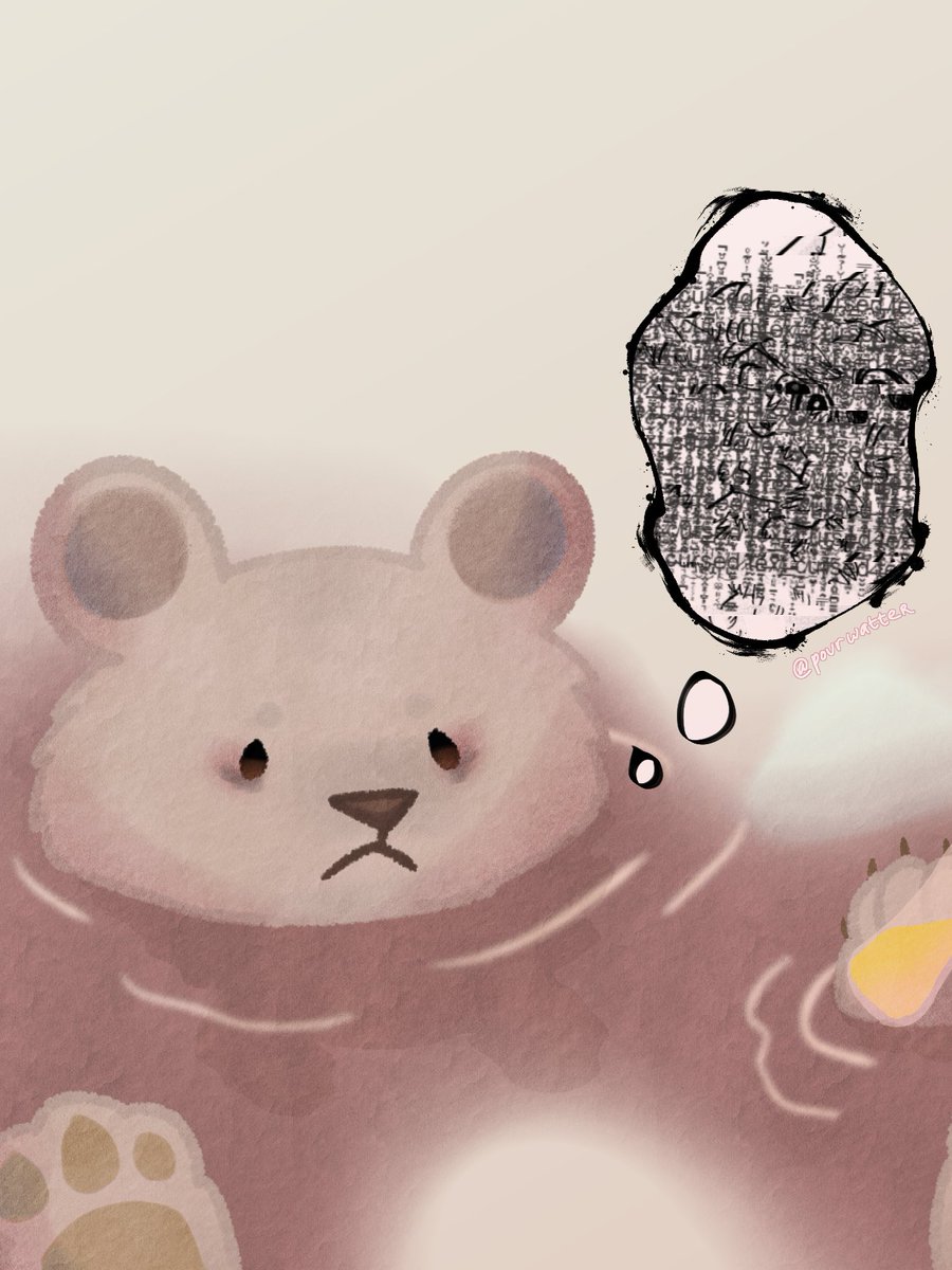 pourwatter's tweet photo. bear "vibing" in river but 8 months ago he succumbed to his instinct and ate his best friend. now he is depressed, traumatized, and probably needs therapy

#riz #beastars #beastarsfanart #BeastarsSpoilers https://t.co/TIQkLhFU5A