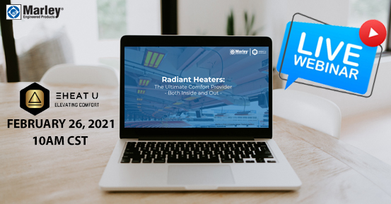 REGISTER TODAY! Marley e-Heat University has a webinar, next Friday! Topic is: Radiant Heat, presented by our industry expert Andrew Martin!

Sign up now: hub.marleymep.com/e-heat-u

#heat #comfort #manufacturing #technology #knowledge #comforthero #MEP #Qmark #Berko