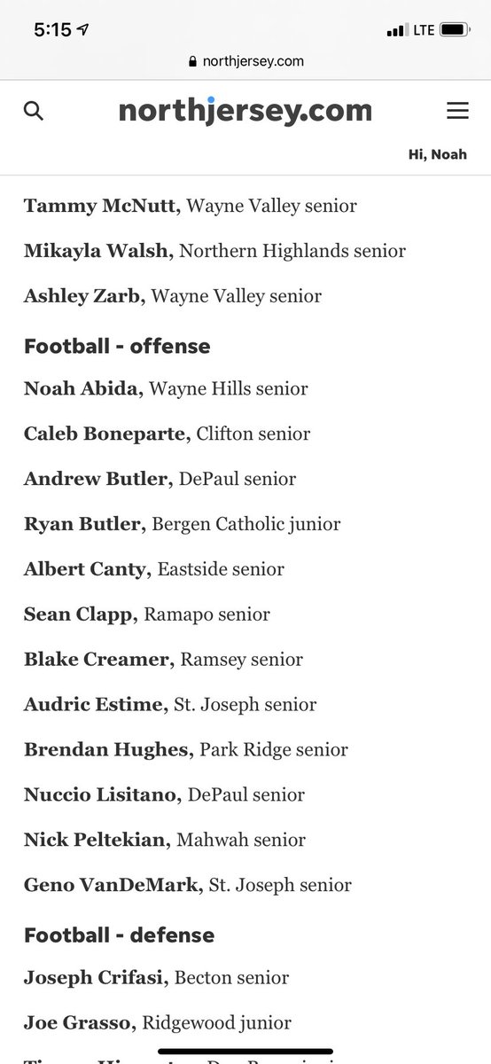 Super humbled and honored to have been nominated for North Jersey offensive player of the year!!
