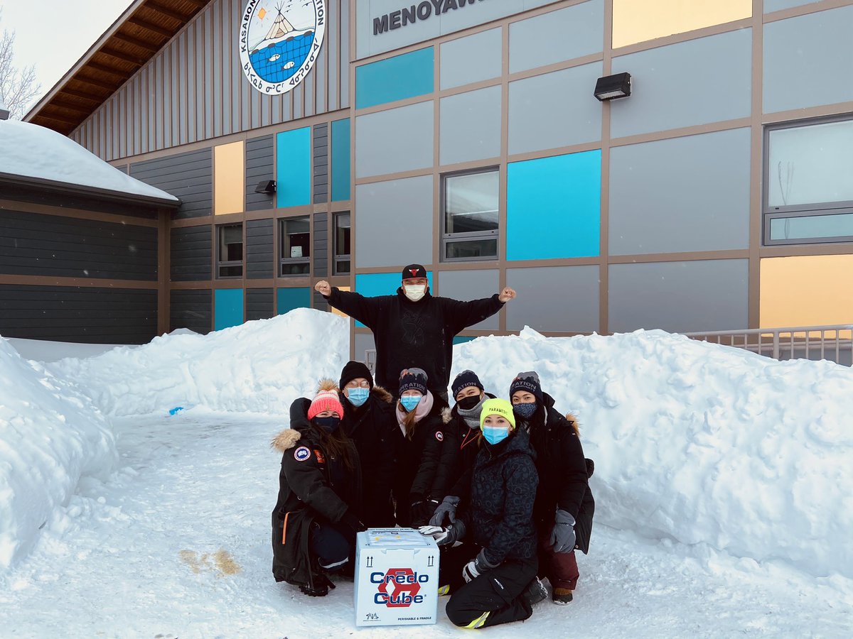 Ornge's tweet photo. We have reached the end of Week 3 vaccinations. 

Thank you to the communities of Keewaywin, North Caribou, Mishkeegogamang, Moose Factory, Wawakapewin and Kasabonika for a very warm welcome and for visiting the clinics to be vaccinated. #OpRemoteImmunity https://t.co/BrcRm4qCuv