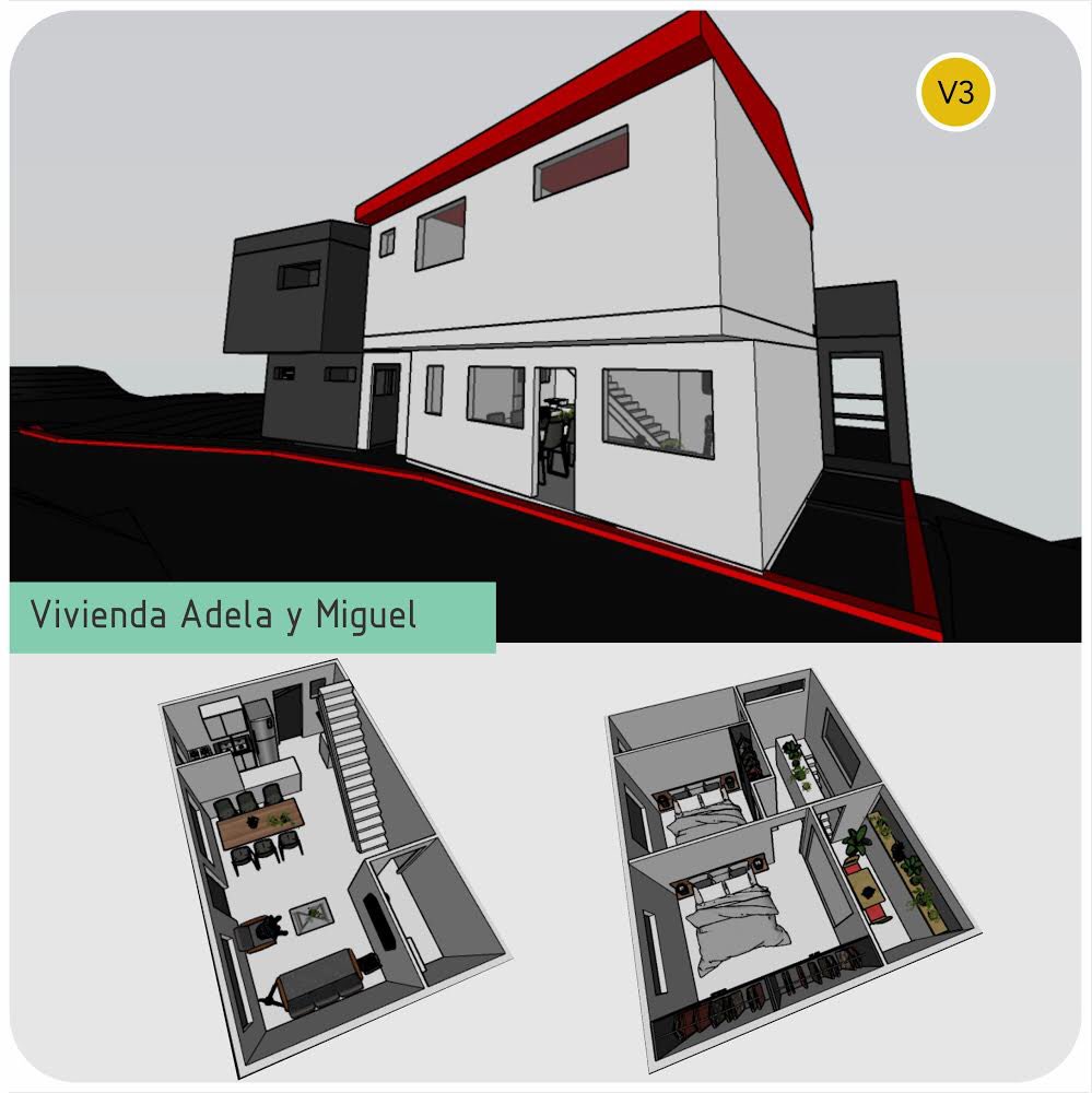 ViviendaLocal's tweet photo. Diseño colaborativo de los Lanchipa, una familia del cerro San Roque, que esperamos sea una de las primeras en iniciar el proceso de auto-reconstrucción producto del incendio del año pasado en Valparaíso.
#autoconstrucción #viviendalocal #casas #familia #terreno #arquitectura https://t.co/rPEVXxlOej