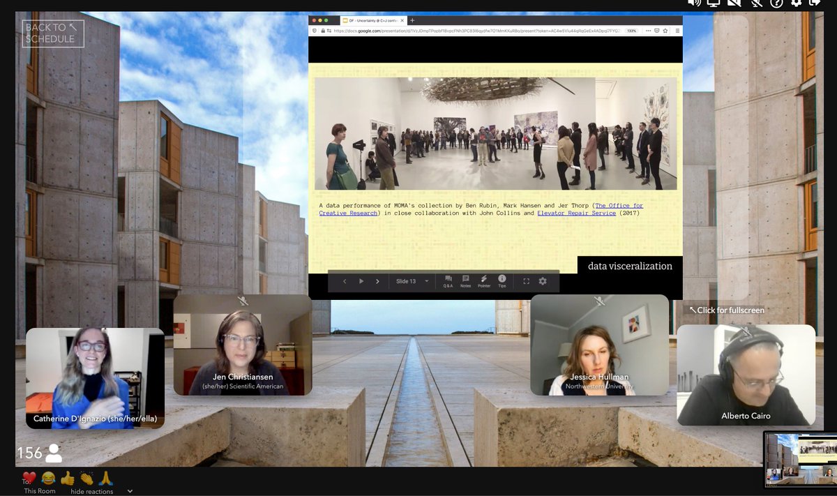 Rachel Kalmar (@grapealope) on Twitter photo How do we make data visceral, something that unfolds over time and connects with emotion? How might this help us with our perception of uncertainty? <a href="/kanarinka/">Catherine D'Ignazio @kanarinka.bsky.social</a> #CJ2021 How do we make data visceral, something that unfolds over time and connects with emotion? How might this help us with our perception of uncertainty? <a href="/kanarinka/">Catherine D'Ignazio @kanarinka.bsky.social</a> #CJ2021