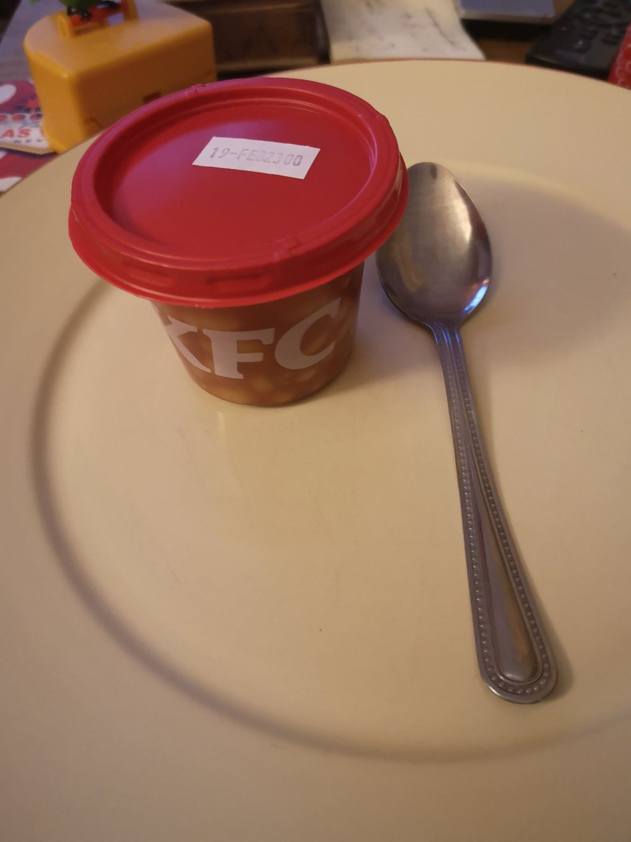 CarolWilliams44's tweet photo. @kfc that very small pot of baked beans from KFC cost £1.59 the spoon next to it is a teaspoon, I want everyone to know so they can expect the smallest pot in the world when they order https://t.co/IlkZpBNeRs