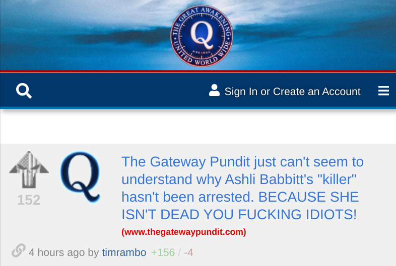 oneunderscore__'s tweet photo. Since inauguration, major QAnon forums have largely devolved into something very simple: read the news, imagine the opposite, and construct a reality around it.

Their world is now filled with holograms, clones, doubles.

One prevailing notion is that 1/6 basically wasn't real. https://t.co/mPpDzr2cZI