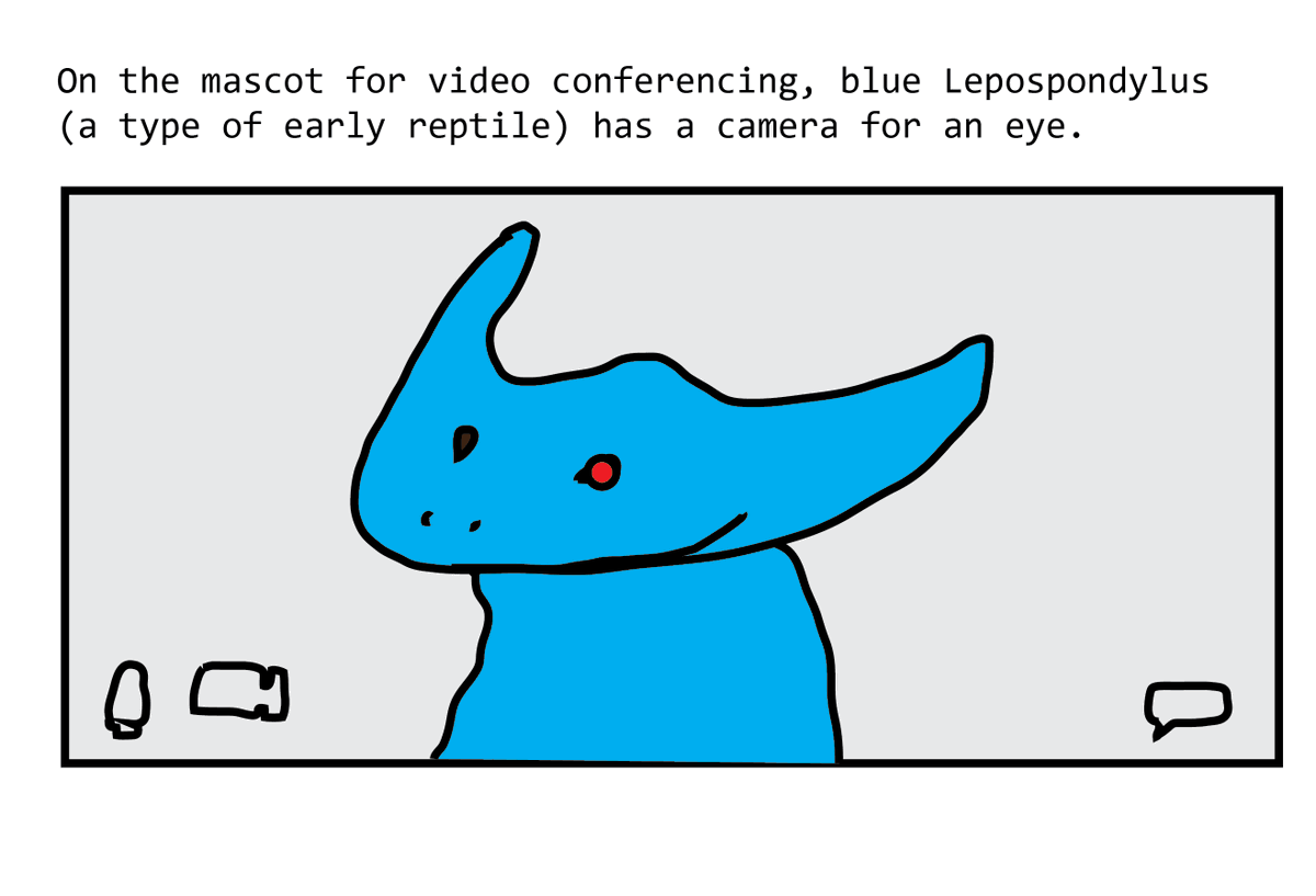 JanelleCShane's tweet photo. I set it up so I could get the AI to generate a mascot for any input. The mascot for the very concept of video conferencing is apparently this.

"I'm not a cat. I am far far more ancient. Before there were cats or even dinosaurs I was here. Waiting for host to start the meeting." https://t.co/KnZvEhbeRD
