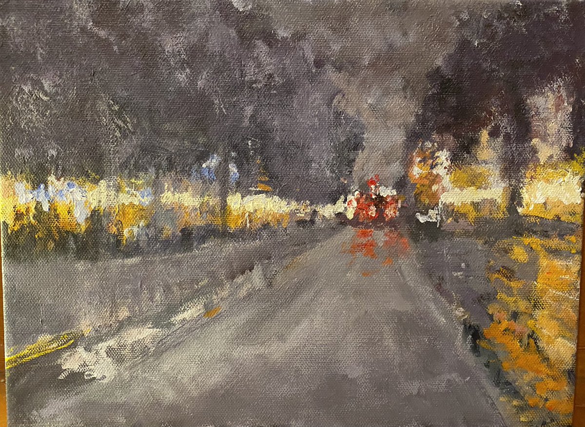SeanArtist2's tweet photo. Nighttime Cityscape in progress. More work to be done.  #Artist #ContemporaryArt  #Art #abstractart #abstractpainter #impressionism #impasto #acrylicpainting #painterontwitter
#cityscape #impressionist https://t.co/I7vs2ZM2N5