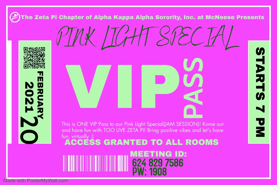 Hey there ladies and gentlemen! Zeta Pi would like to virtually invite you to our Jam Session on TOMORROW 💕💚😉. Please Kome and vibe with us, VIA ZOOM. 

#BringAFriend #TellAFriend #GreekLife #1908