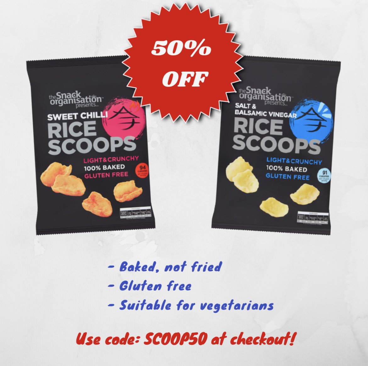 TheSnackOrg's tweet photo. SPECIAL OFFER! Get 50% off our Rice Scoop range with code SCOOP50 😋 
Ends 19.3.21

#promo #snackorg #tgif #discount https://t.co/eyaQnMYcWm