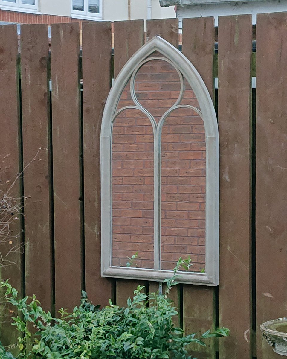 Our new stone effect arched mirror, for our garden, supplied by @blackbrook_interiors, arrived on time, well packed and great condition 👍