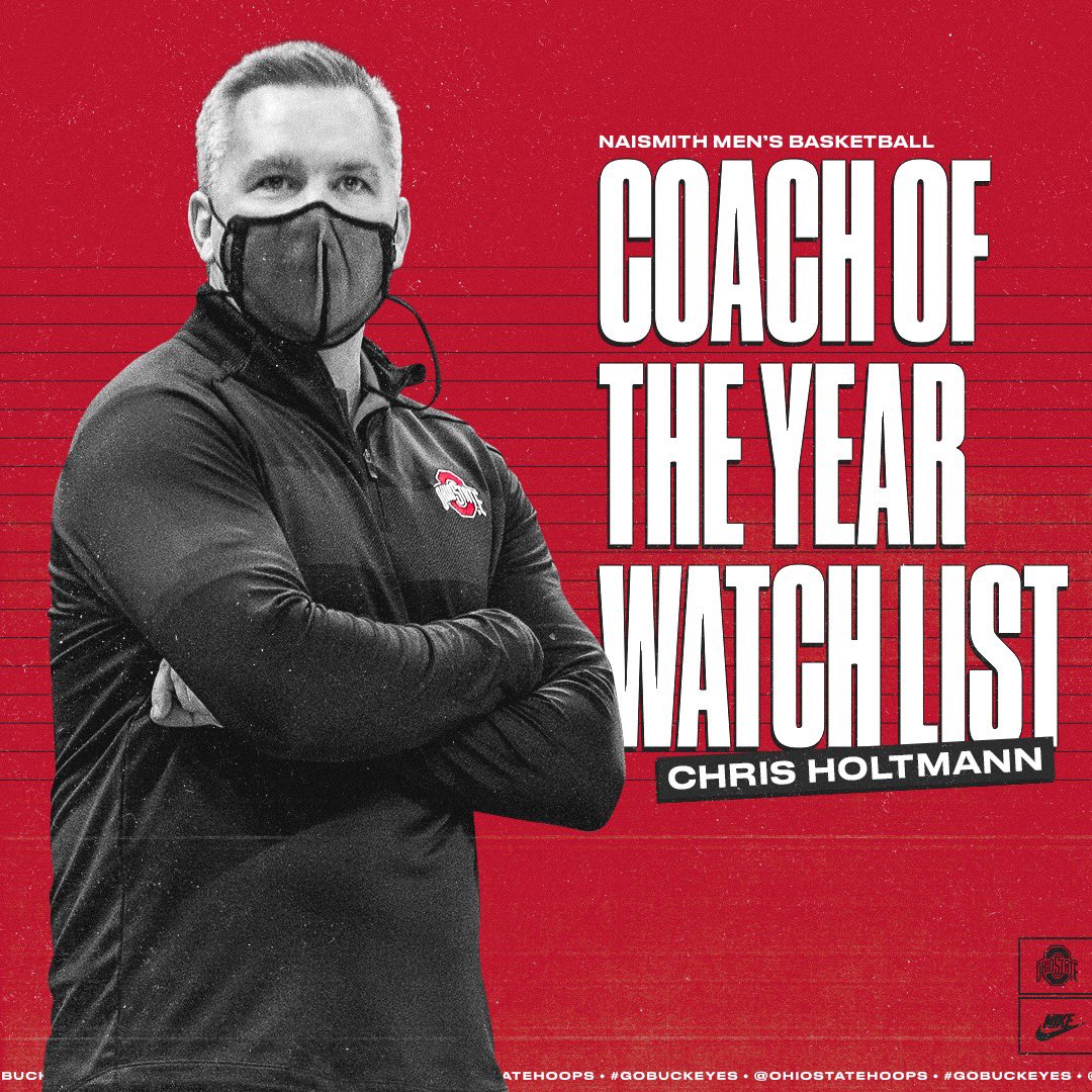 Hands Down RT @OhioStateHoops: Coach Holtmann has been named to the @NaismithTrophy Coach of the Year late-season watch list!

#Team122 #GoBuckeyes