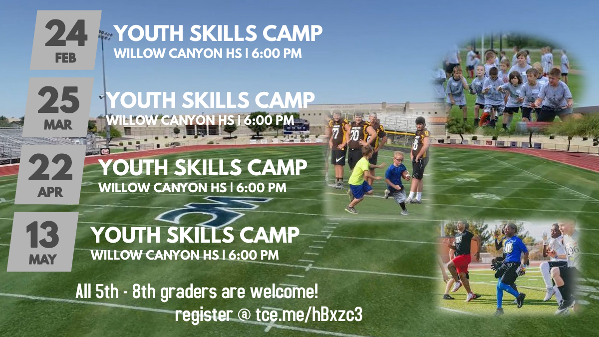 WillowCanyonFB's tweet photo. Monthly Youth Skills Camp 
All 5th - 8th graders are welcome to attend! 
Register @ https://t.co/PkS0iuitll @DysartUSD @DysartCommEd https://t.co/0y3RHwSCrO