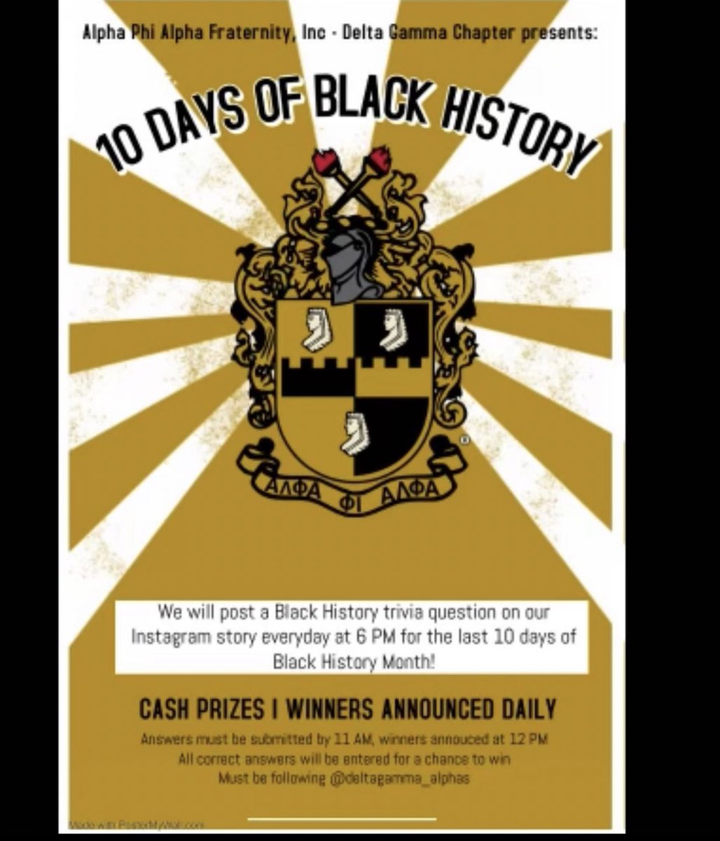 DGAlphas1948's tweet photo. Follow us on IG: @deltagamma_alphas and participate in our daily questions for Black History Month and a chance to win some cash 💸💸 #aamu_rys21 #aamu #BlackHistoryMonth https://t.co/dN0axstZ5C