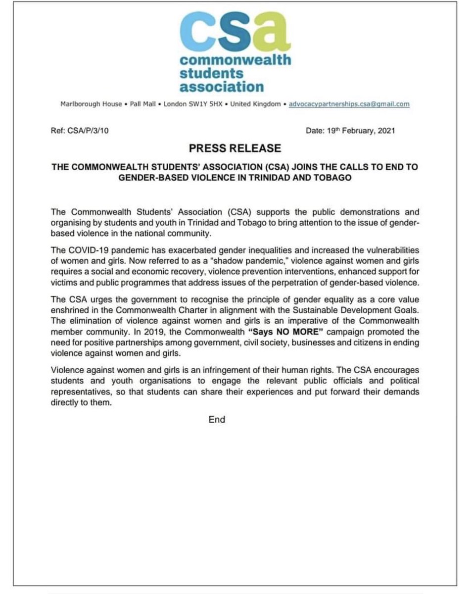 IgdsIgnite's tweet photo. We thank @CwealthStudents for their statement of solidarity in our fight to eradicate gender-based violence!
.
.
.
#IGNITEChange #endgbv #stopkillingwomen #genderjustice #leaveMEalone #leaveSHEalone #enoughisenough https://t.co/wORx1Smu5R
