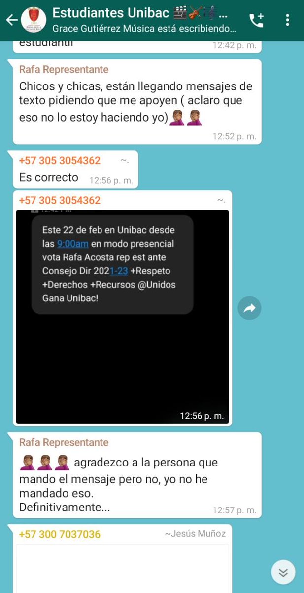 EUnibac's tweet photo. ¿Quién le hace campaña a ex-representante estudiantil Rafael Acosta? Están enviando información de su campaña a toda la base d datos estudiantil @UnibacBolivar Él no sabe @GobDeBolivar @MonterrosaVero @Luisjerez33 @silviapercusion @AsambleadeBol @vablelscaff @PGN_COL @vablelscaff https://t.co/XgUfR6EaA7