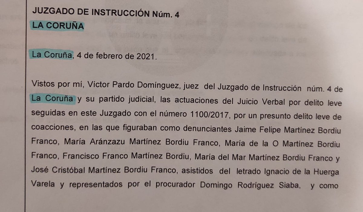 ❎Extracto da vergoñenta sentenza que obriga ás e aos activistas da Casa Cornide a pagar unha multa aos Franco. 
Que se pode agardar dunha xustiza que nin sequera cumpre a lexislación en materia de toponimia e normalización lingüística?
#FranquismoNuncaMáis
#FranquismoSenFranco