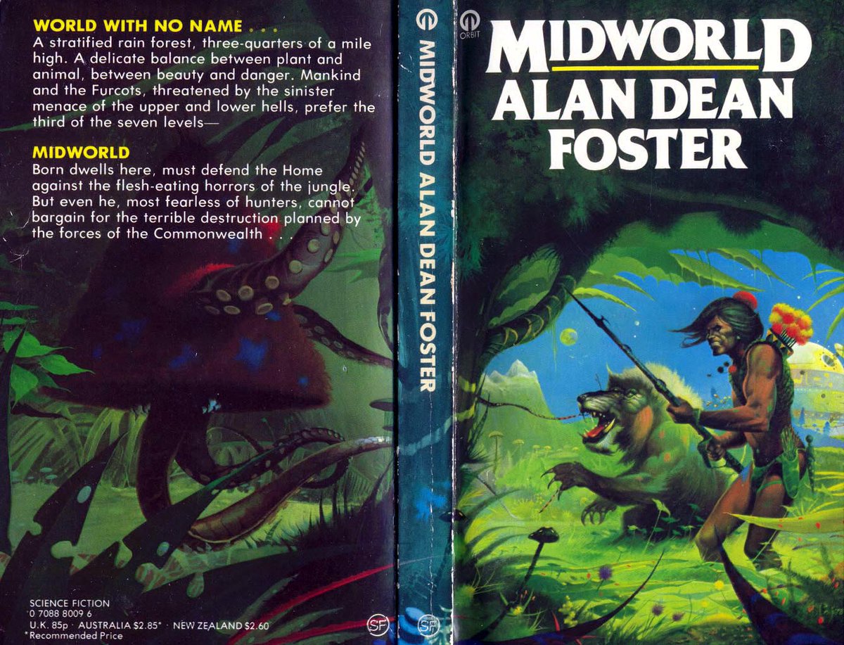 Ranaroth2's tweet photo. Alan Dean Foster, Midworld, Orbit/Futura, 1978. Cover: Peter Jones. Humanx Commonwealth sereis no. 3. #AlanDeanFoster #PeterJones #Orbit #Futrura #Humanx #Commonwealth #HumanxCommonwealth #Midworld #FurryCreature #70sscifiart @70sscifi https://t.co/EMVjiAzDiY