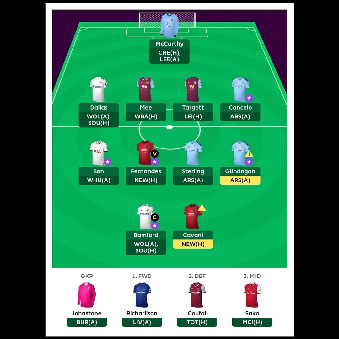 TGoalDifference's tweet image. #GW25 team reveal

Cancelo is part of the Tgd XI as we try and second guess Pep. 

With Leeds having a double Gameweek against weak defences, Bamford was quite the obvious choice for the armband 

#at #premierleague #gameweek25 #fantasypremierleague #fplcommunity #fantasyfootball