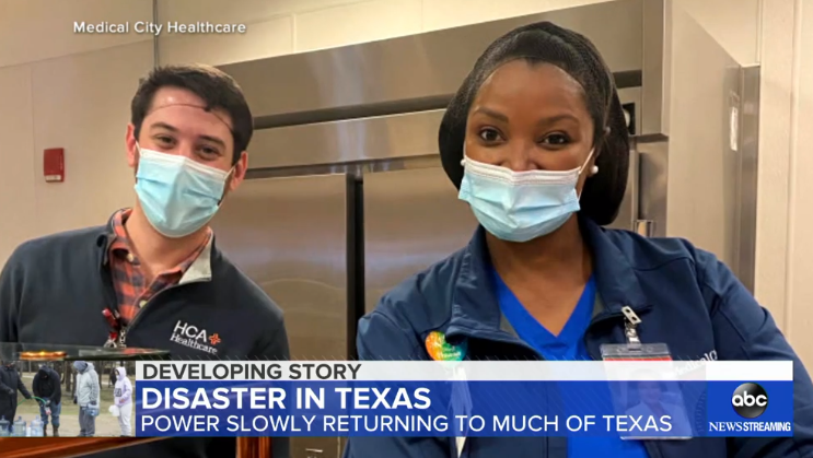 MedCityMcKinney's tweet photo. Watch the @GMA clip to see Chief Nursing Executive Zach Mueller, DNP, RN, share how our dedicated, compassionate colleagues have gone above and beyond during Texas’ extreme weather.
https://t.co/PXZsVNvqm9
#CareLikeFamily #HealthcareHeroes #HCALocalLegends #TXWinterStorm https://t.co/y4Knm9yHr4