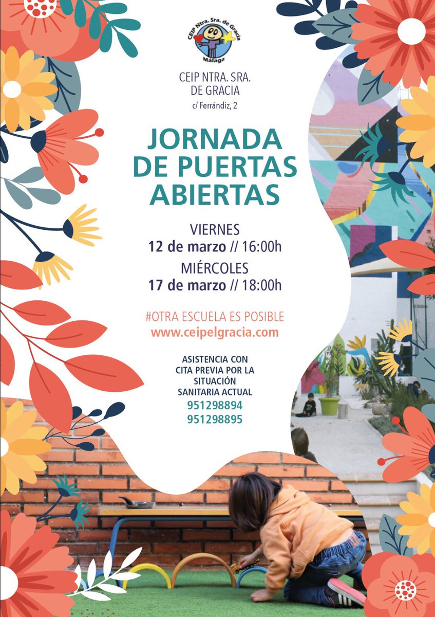 Colegio El Gracia (@colegioelgracia) on Twitter photo Desde el CEIP el Gracia hemos decidido finalmente realizar Jornadas de Puertas Abiertas para la matriculación del curso 2021/22. Con cita previa. @educacionenmlg <a href="/cepmalaga/">CEP de Málaga</a> Desde el CEIP el Gracia hemos decidido finalmente realizar Jornadas de Puertas Abiertas para la matriculación del curso 2021/22. Con cita previa. @educacionenmlg <a href="/cepmalaga/">CEP de Málaga</a>