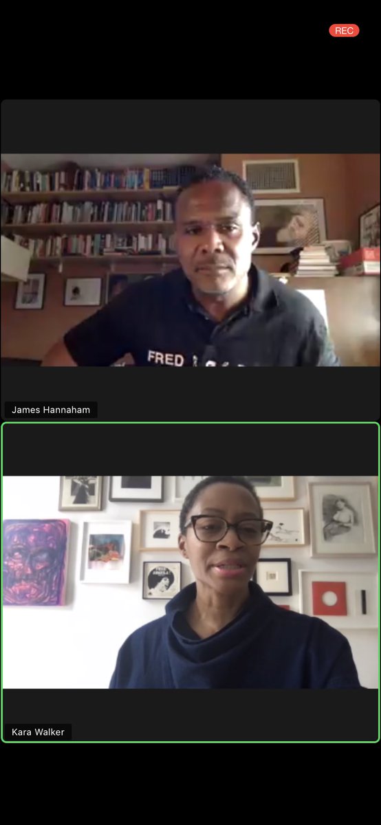 Lisawrightart's tweet photo. Engaging talk between @karawalker_art and @JamesHannaham @friezeofficial #anniversarysessions https://t.co/jFQAEEotPW