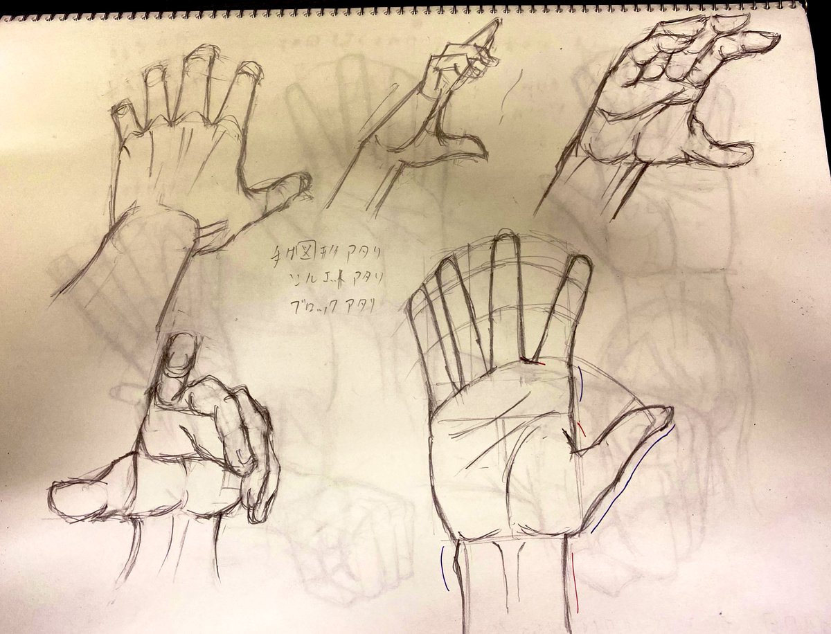 v吞み中ちょこちょこ描いてた手

加々美高浩さんの手の描き方という書籍を参考にして学んでました。模写のSNSアップOKとのことなのであげてみます 