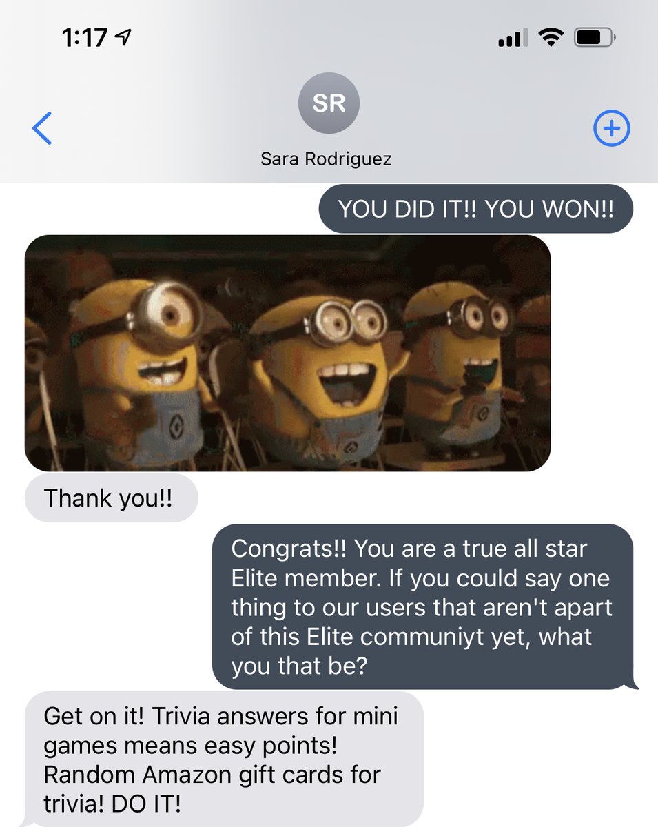 Weekly Gift Card Trivia has moved to our FREE Elite Community and we've got a $20 Amazon Gift Card winner today.

It’s 100% FREE and 100% badass.

Text (512) 858-8170 to join!

#PartakeLive #elitecommunity #community #textme #textus #sweepstakes #giveaway #free #sportstrivia