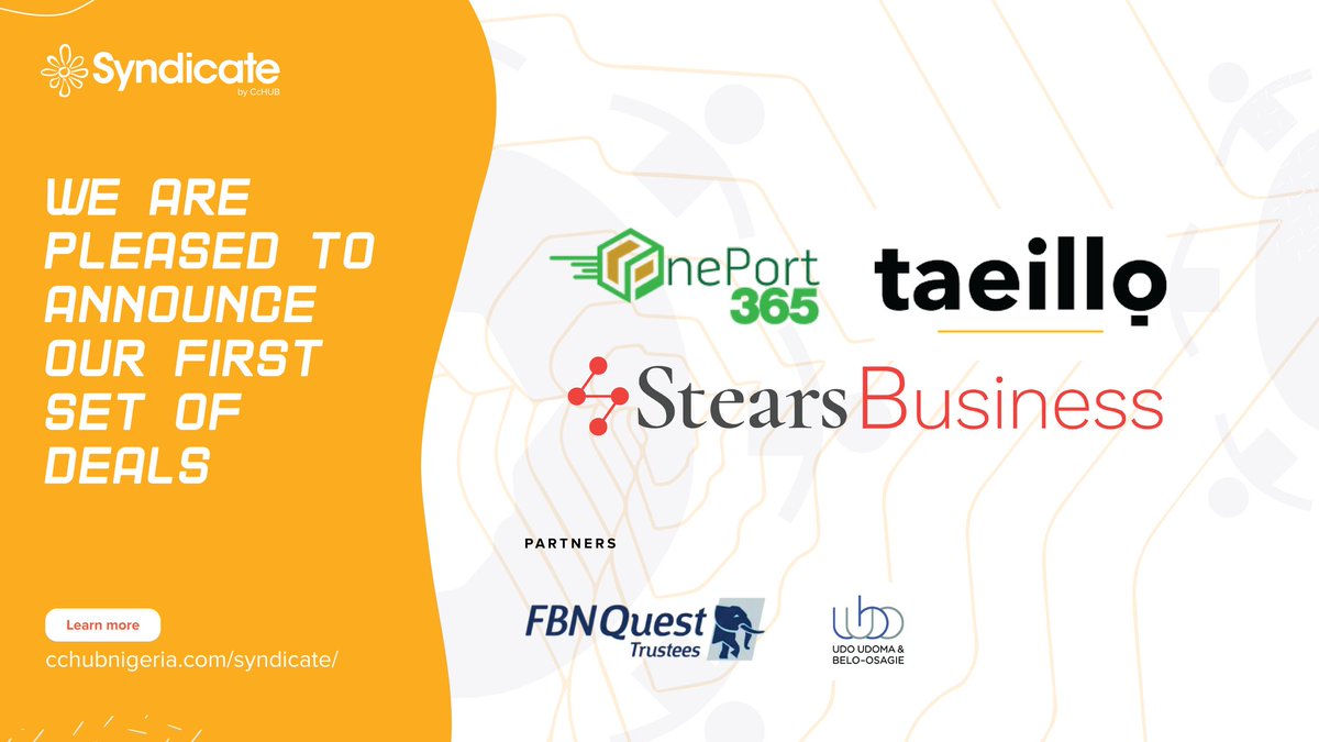 What a start! Over 105million naira ($267,500) raised in 6 weeks to back bridge rounds of 3 amazing businesses. It's time for us to fund our own backbones. Come co-invest with us as we back the next generation businesses across #Africa. Sign up here: cchubnigeria.com/syndicate/