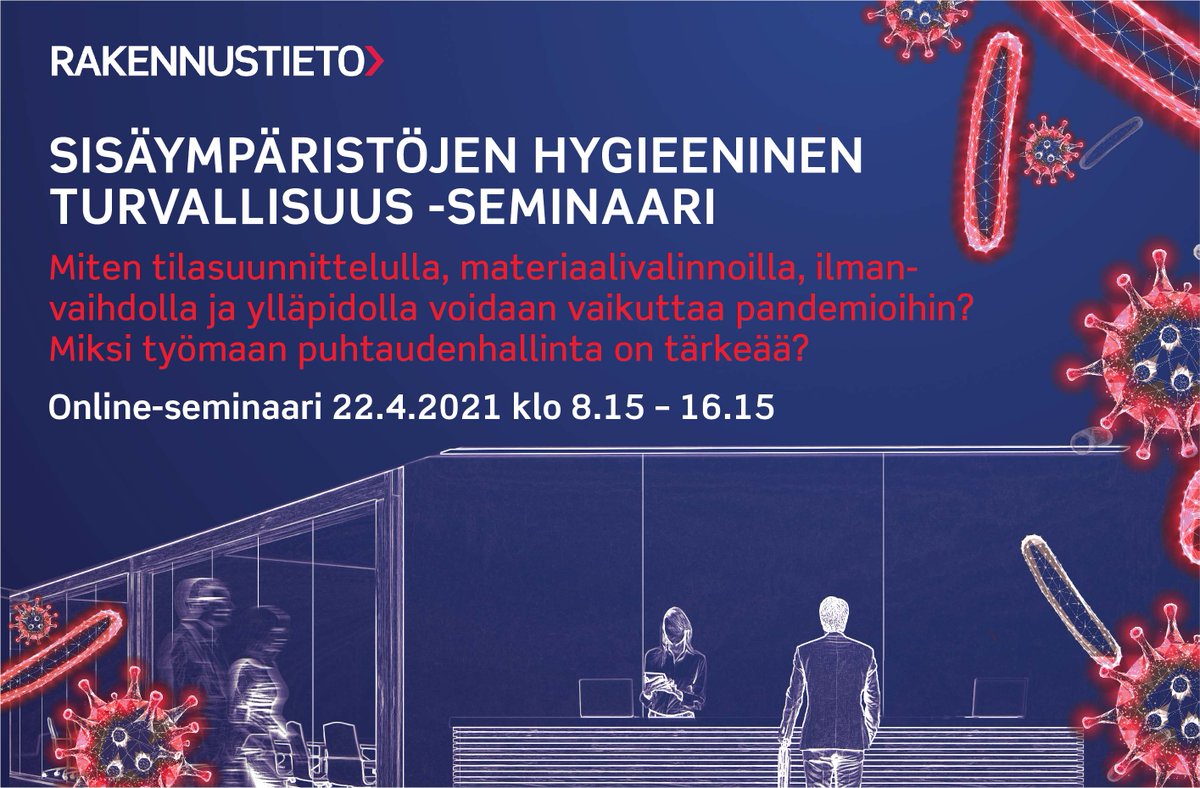 Millä valinnoilla rakennushankkeessa ja ylläpidossa on merkitystä infektioketjujen katkaisemisessa ja pandemioiden hallinnassa? Kurkkaa ohjelma bit.ly/3k6F20V  ja varaa aika jo nyt kalenterista &amp; ilmoittaudu mukaan: bit.ly/n