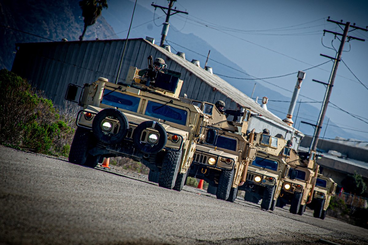 USPacificFleet's tweet photo. #USNavy Sailors assigned to California-based Maritime Expeditionary Security Squadron #MSRON11 conduct security convoy training as part of a recent evaluation in Point Mugu. #NavyReadiness https://t.co/RTFfJIaI3T
