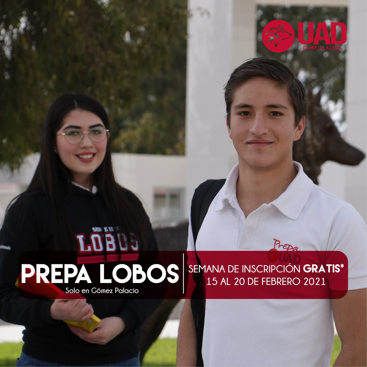 UADLaguna's tweet photo. ¡ESTUDIA TU PREPARATORIA CON NOSOTROS!
💥SEMANA DE INSCRIPCIONES NUEVO INGRESO💥
📅 Del 15 al 28 de febrero 2021
✅Inscripción gratis*
📝Sin examen de admisión
🤩 30% DE BECA
📍 GÓMEZ PALACIO
+INFO. tel. 2-90-50-08 al 11 o
📲Whatsapp: 8717547813
#siempregrandes #siemprelobos https://t.co/Lttrb6axxk